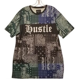 Encripted Hustle Shirt Skater Pull Over Short Sleeve Patchwork Big & Tall 3XL